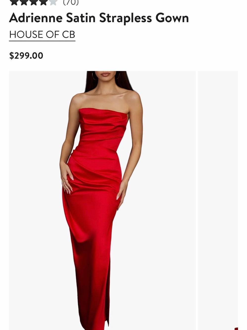 HOUSE OF CB Adrienne Satin Strapless Dress in Red XS+